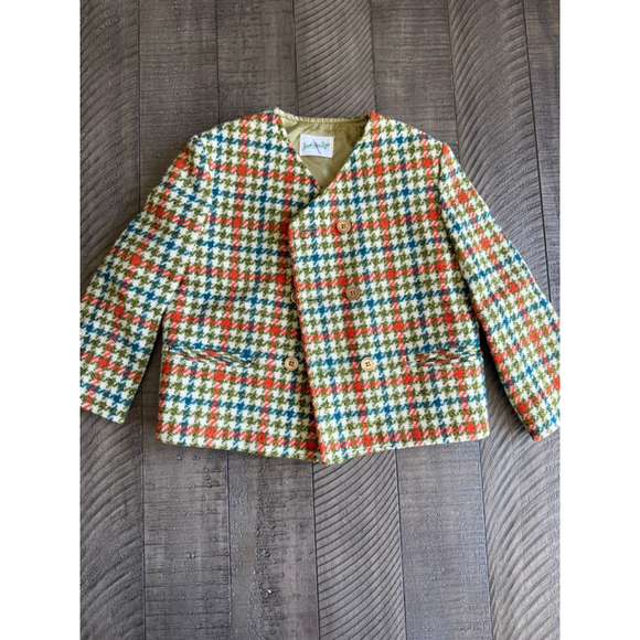Vintage Jack Tar Togs Toddler Set | Wool Houndstooth Blazer & Green Shorts - Picture 3 of 10